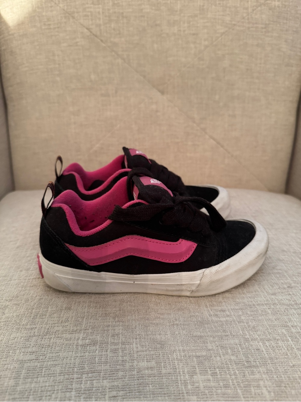 Vans Kids Black and Pink Skate Sneakers